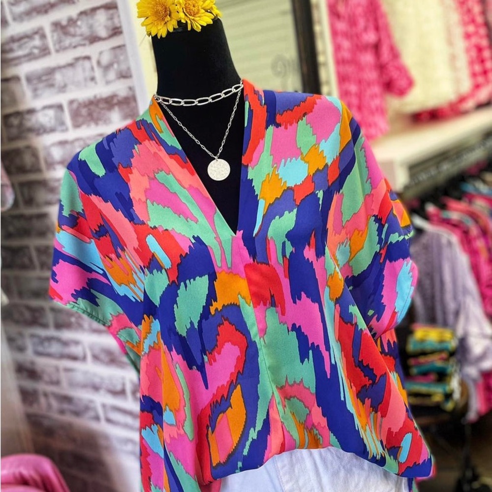 Boutique - Adrienne Colorful Abstract Women's Blouse